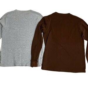 Evolution Waffle Knit Thermal Shirts Lot Of 2 Size M Gray & Brown GUC